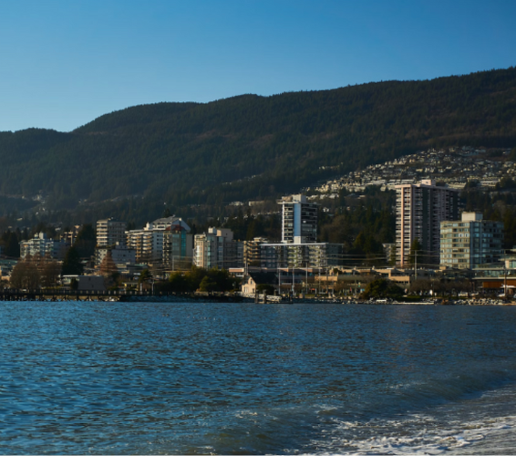 boardwalk and city skyline in backgrond